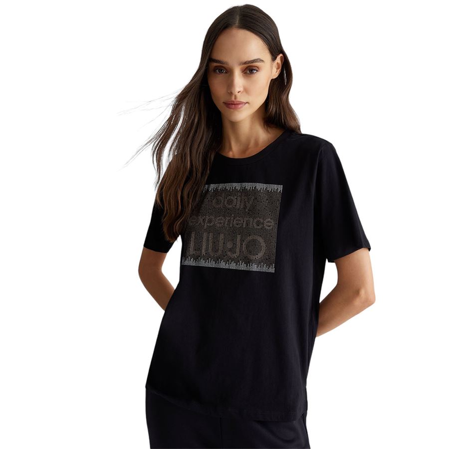 T-shirt con logo e strass Liu Jo | TF4020JS923N9585